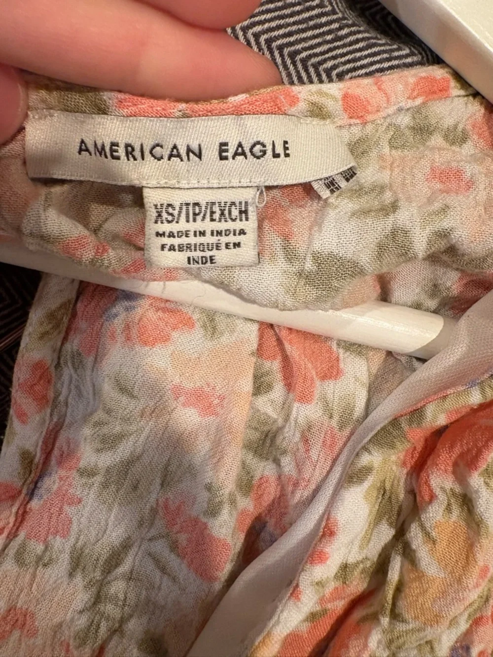 American Eagle Outfitters Coral and Cream Floral Wrap Mini Dress - Picture 3 of 3